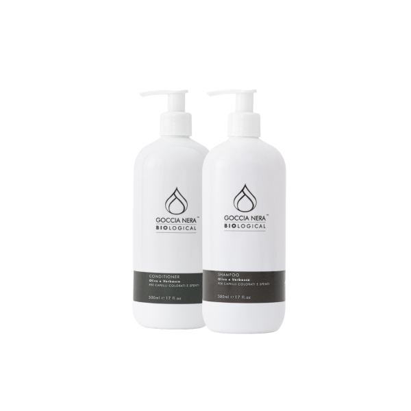 Kit Goccia Nera Biological Olivo e Verbasco Shampoo + Conditioner 500 ml - Per capelli colorati
